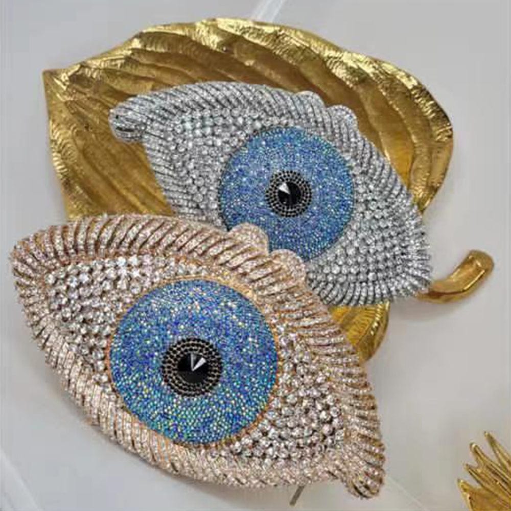 JANHE carteras Bolsas Female Lady Crystal Hand Bags Bling Eye Rhinestone Diamond women's clutches Evening Bags