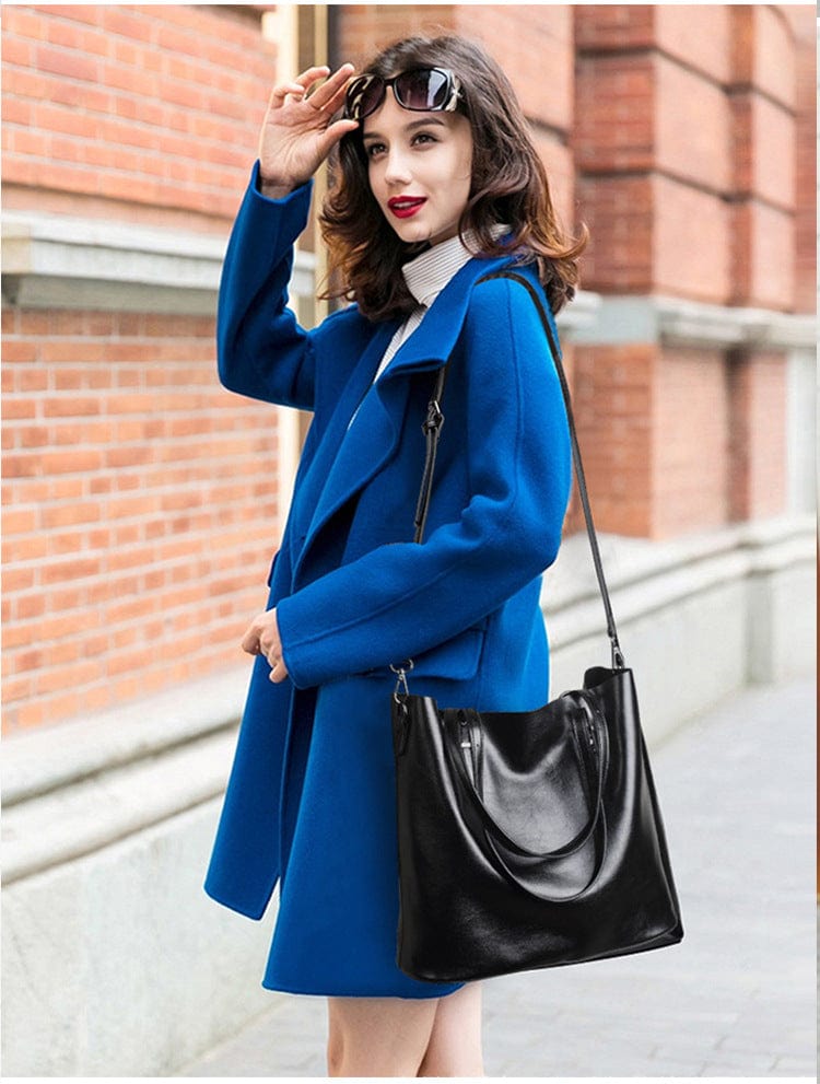 JANHE sac a main bolsa feminina carteras Women Elegant Ladies Big Leather bucket Hand Bags Tote Bag Large Purses And Handbags