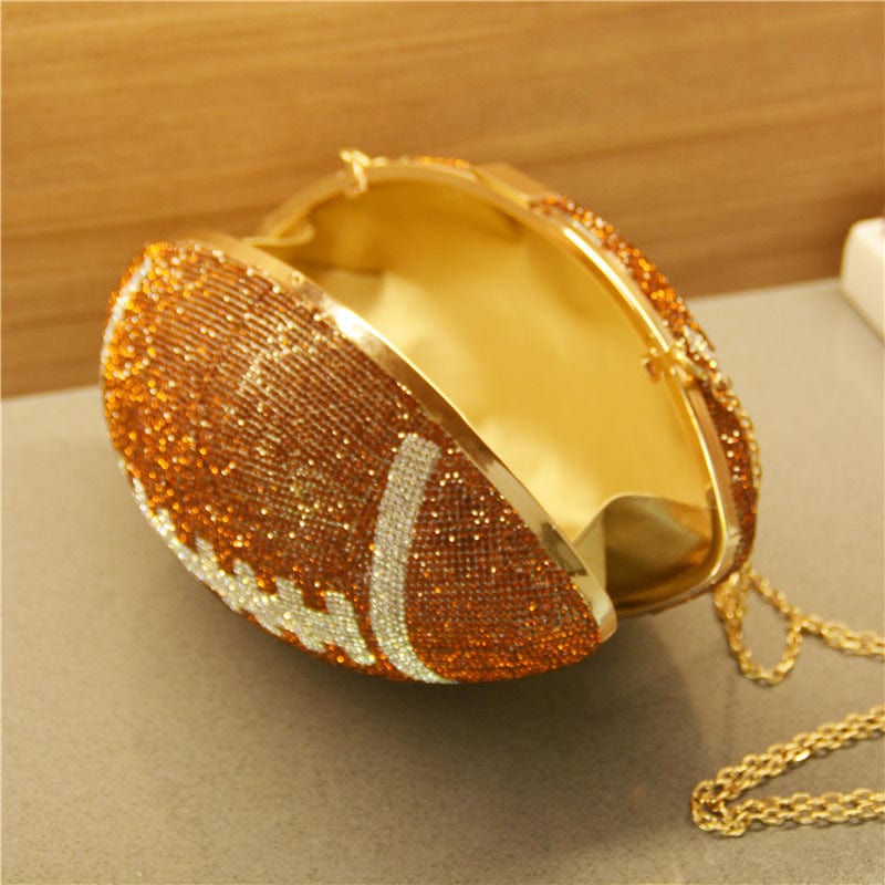 JANHE sac a main Female Ellipse Rugby Shaped Beg Ball Clutch Purses Women Rhinestone Handbags Ladies Party Evening Bag
