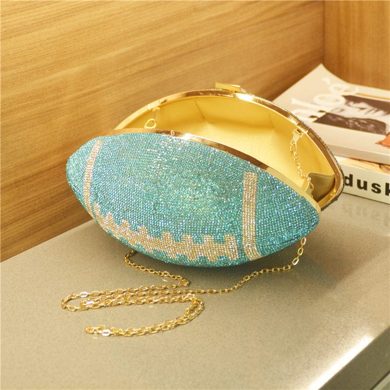 JANHE sac a main Female Ellipse Rugby Shaped Beg Ball Clutch Purses Women Rhinestone Handbags Ladies Party Evening Bag