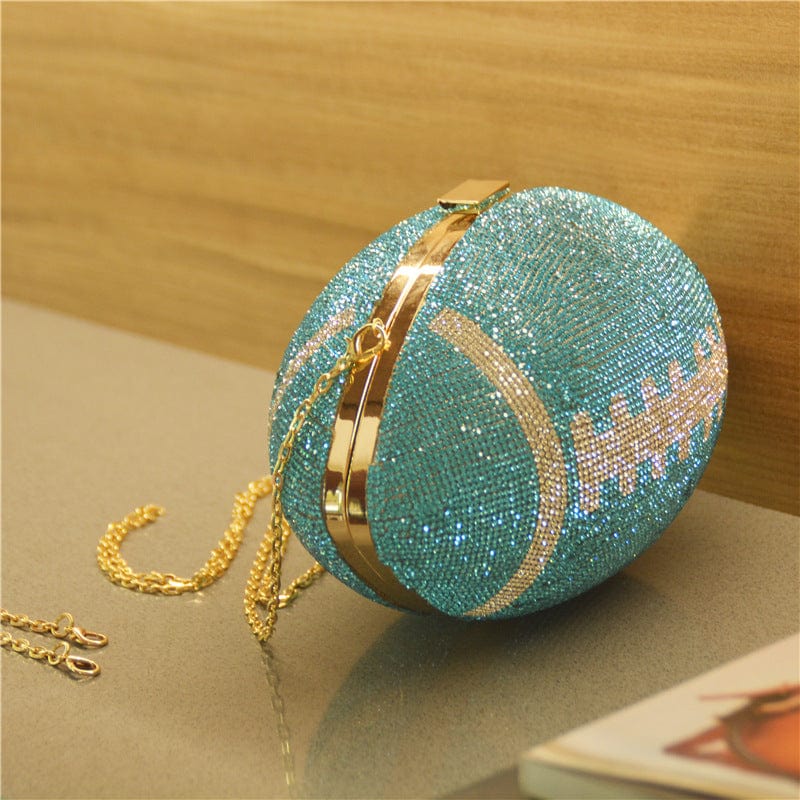 JANHE sac a main Female Ellipse Rugby Shaped Beg Ball Clutch Purses Women Rhinestone Handbags Ladies Party Evening Bag