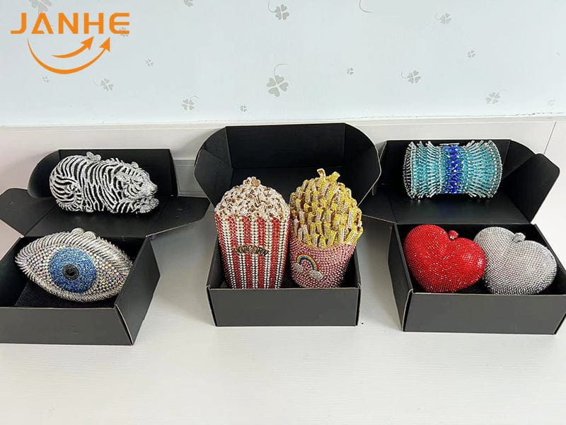 JANHE Sac a main femme Luxury Diamond Wedding Box Purses Bridal Handbags Crystal Cupcake Women Evening Bags Clutches