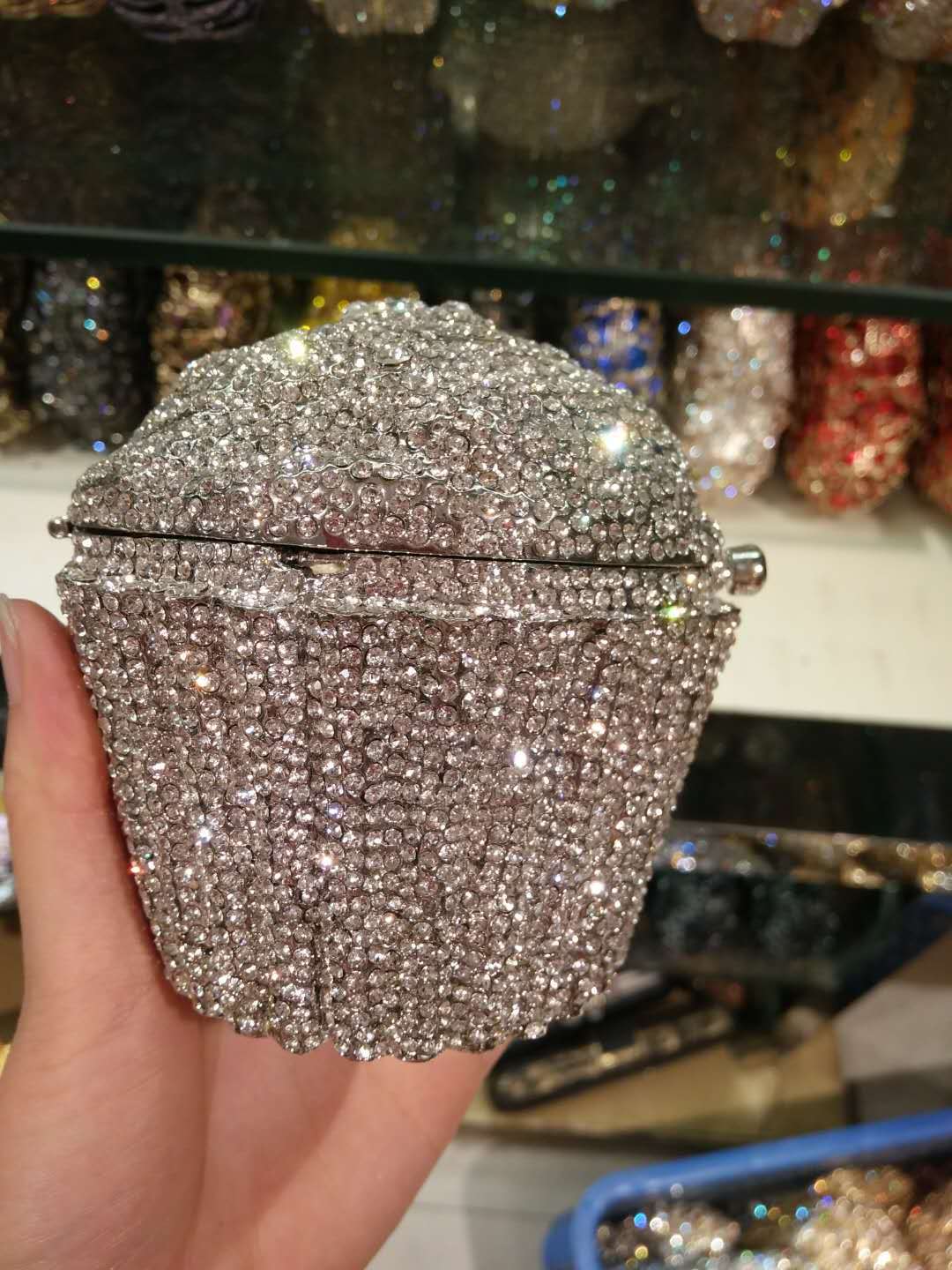JANHE Sac a main femme Luxury Diamond Wedding Box Purses Bridal Handbags Crystal Cupcake Women Evening Bags Clutches