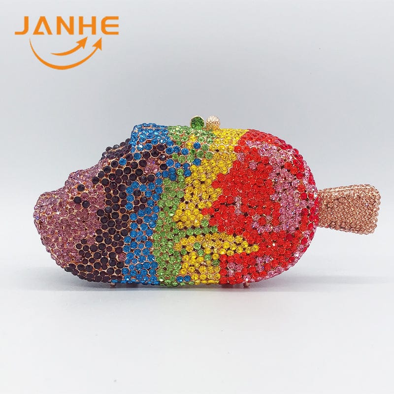 JANHE Sac a main femme Luxury Diamond Wedding Box Purses Bridal Handbags Crystal Cupcake Women Evening Bags Clutches