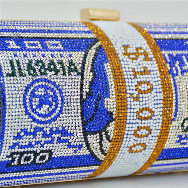 JANHE sac de soiree Ladies Luxury Bling Money Crystal Rhinestone Dollar Handbag Clutch Purse Cash Evening Bag For Women