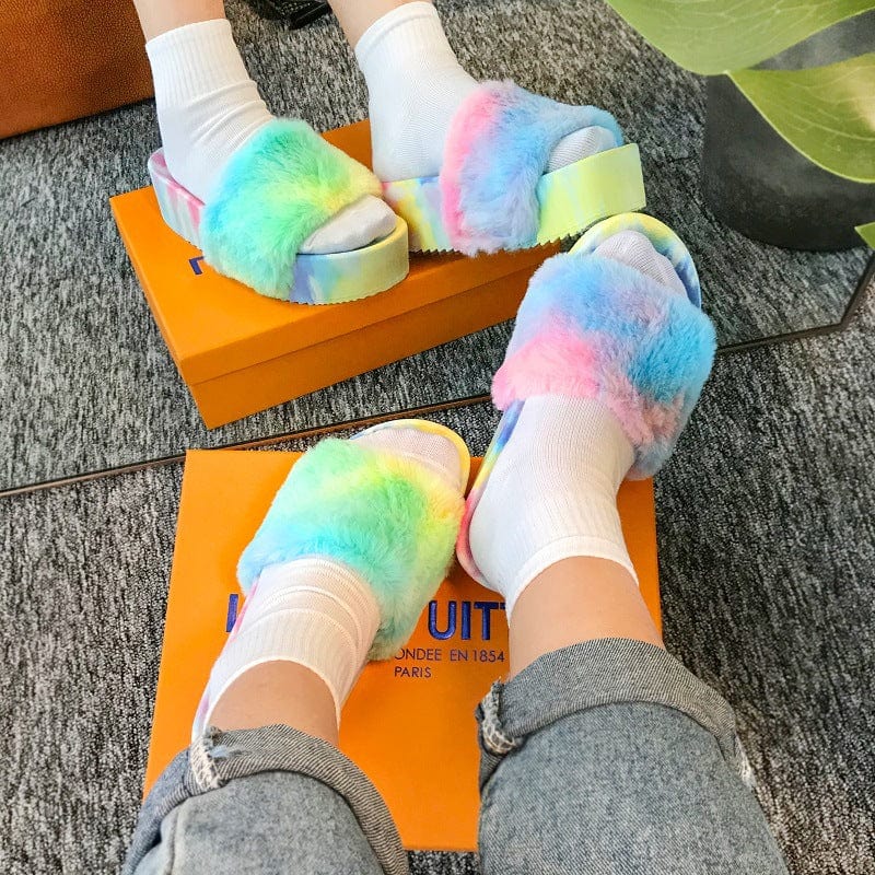 JANHE sandales pour femmes pantuflas chinelos slides footwear platform sandals flats sandal colour Fur slides women's slippers