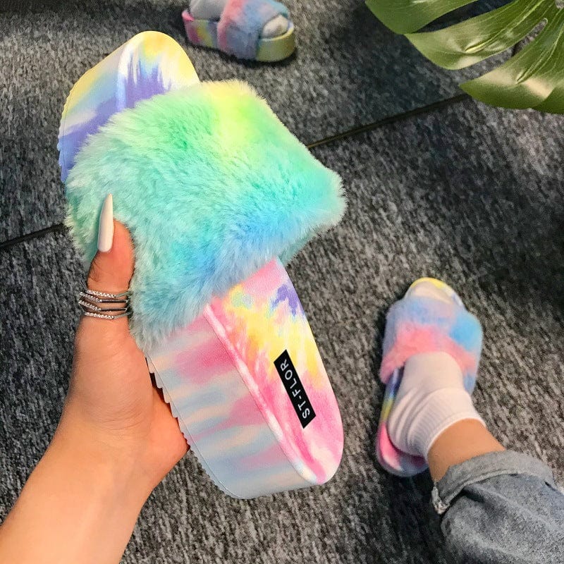 JANHE sandales pour femmes pantuflas chinelos slides footwear platform sandals flats sandal colour Fur slides women's slippers
