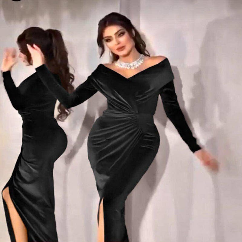 JANHE vestidos de fiesta robes femme shiny bling Maxi dresses Lady bodycon Sexy club deep V neck black dress party evening dress
