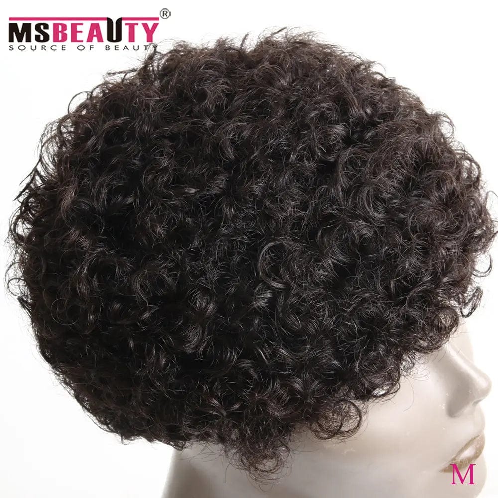 Jerry Curly Short 100% Brazilian Remy Human Hair Machine Made Wig for Black Women From Factory
