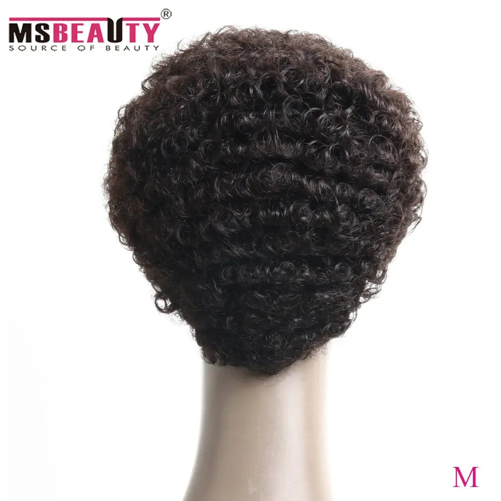 Jerry Curly Short 100% Brazilian Remy Human Hair Machine Made Wig for Black Women From Factory