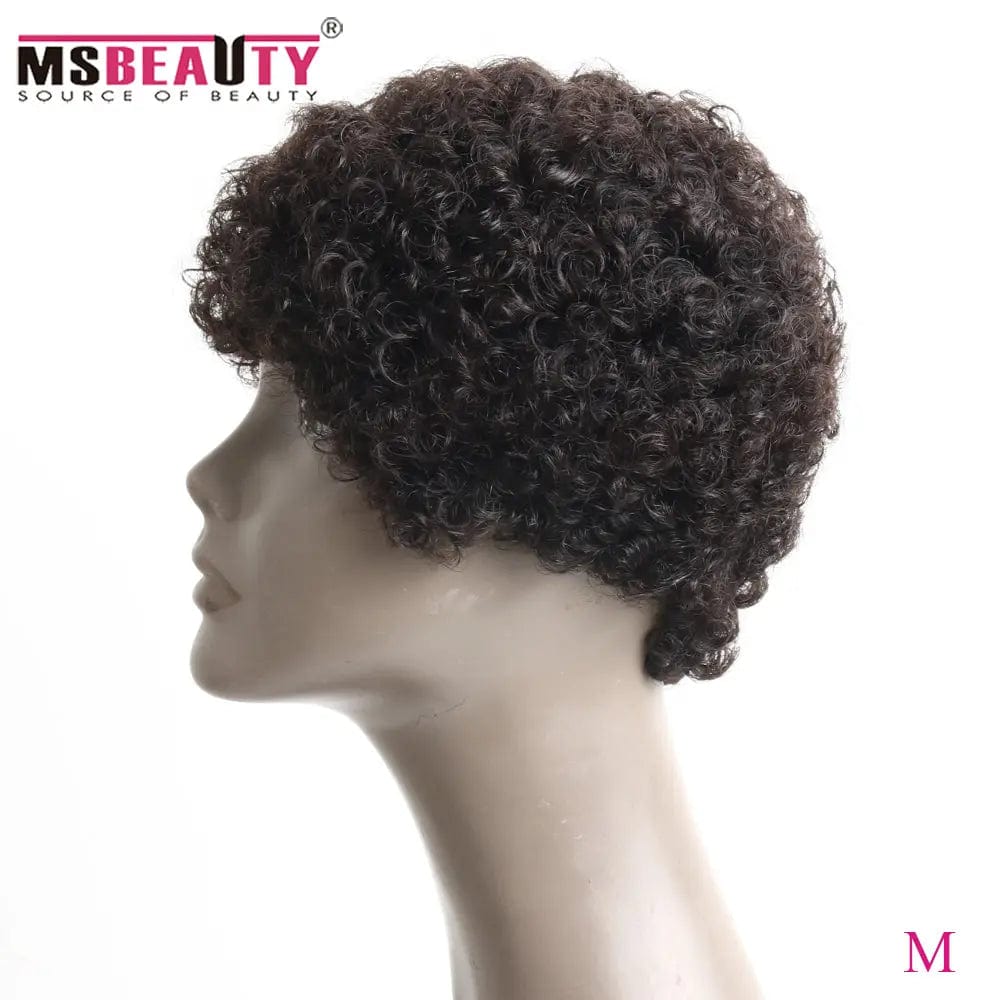 Jerry Curly Short 100% Brazilian Remy Human Hair Machine Made Wig for Black Women From Factory