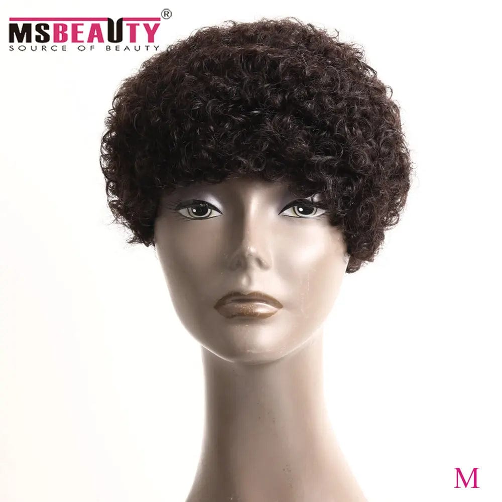 Jerry Curly Short 100% Brazilian Remy Human Hair Machine Made Wig for Black Women From Factory