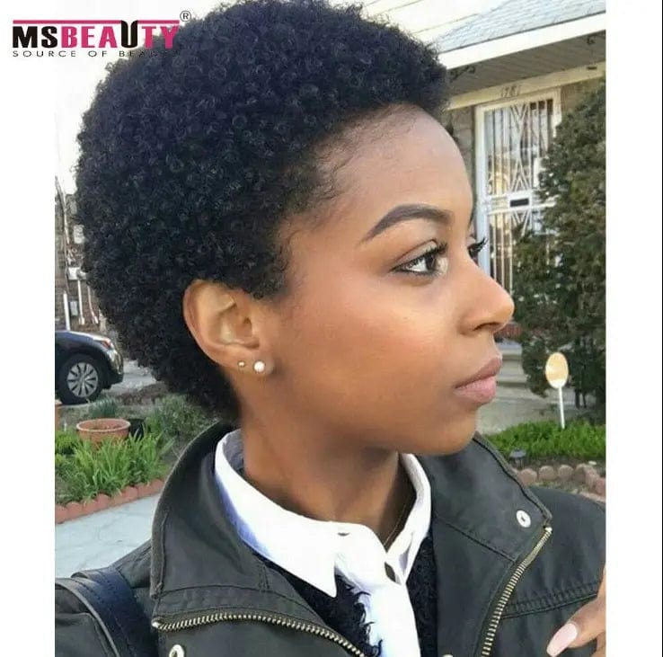 Jerry Curly Short 100% Brazilian Remy Human Hair Machine Made Wig for Black Women From Factory