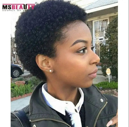 Jerry Curly Short 100% Brazilian Remy Human Hair Machine Made Wig for Black Women From Factory