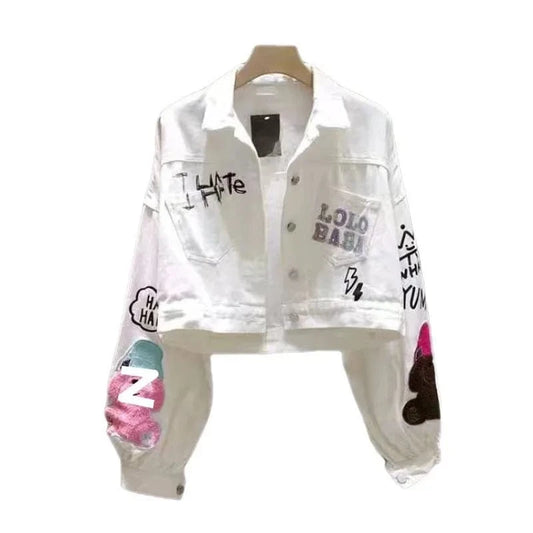 JL23752 Women Casual Clothing White Jean Jacket Women Best Jacket Women Blue White Denim Jackets