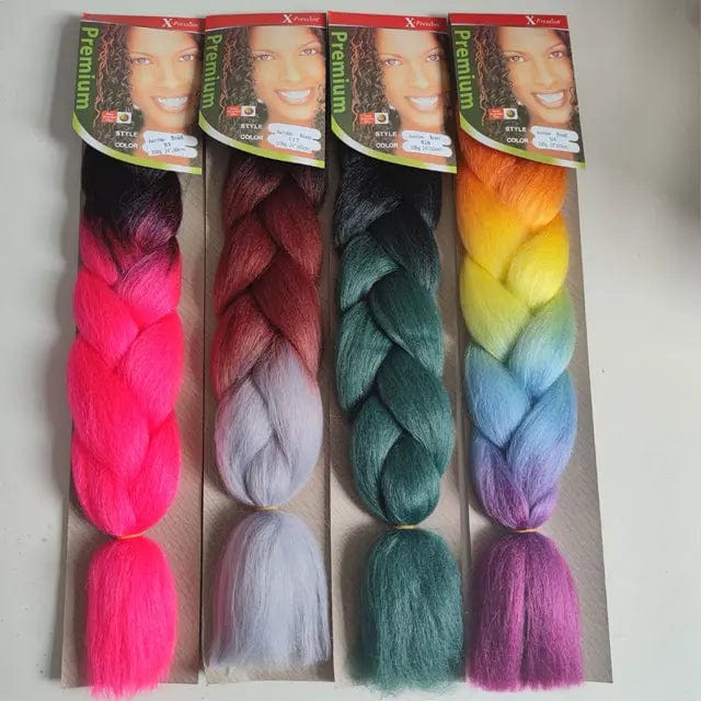Jumbo Synthetic Braiding Hair 24 inch Ombre Color Synthetic Hair Braids Pre Stretched Wholesale Braiding Hair Extensions
