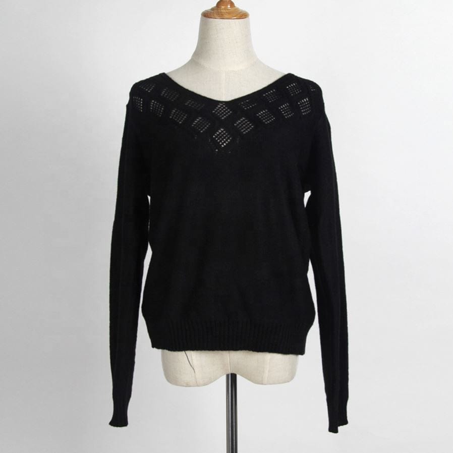 Jumper Sweaters Woman Knit For Knitwear 2 Casual V Neck Oversize Women Sweater Hollow Out T-Shirt Summer Long Sleeve Tank Top