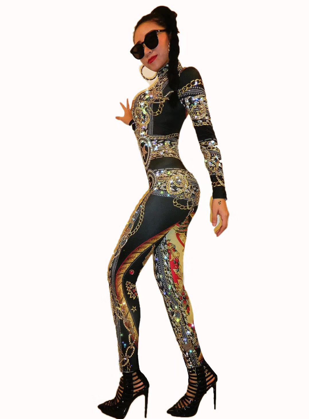 Jumpsuits For Women 2022 Dress Luxury Rhinestone Bodysuit Fringe Dress Elegant One Piece Sheer Jumpsuit Stage Show Clubwear