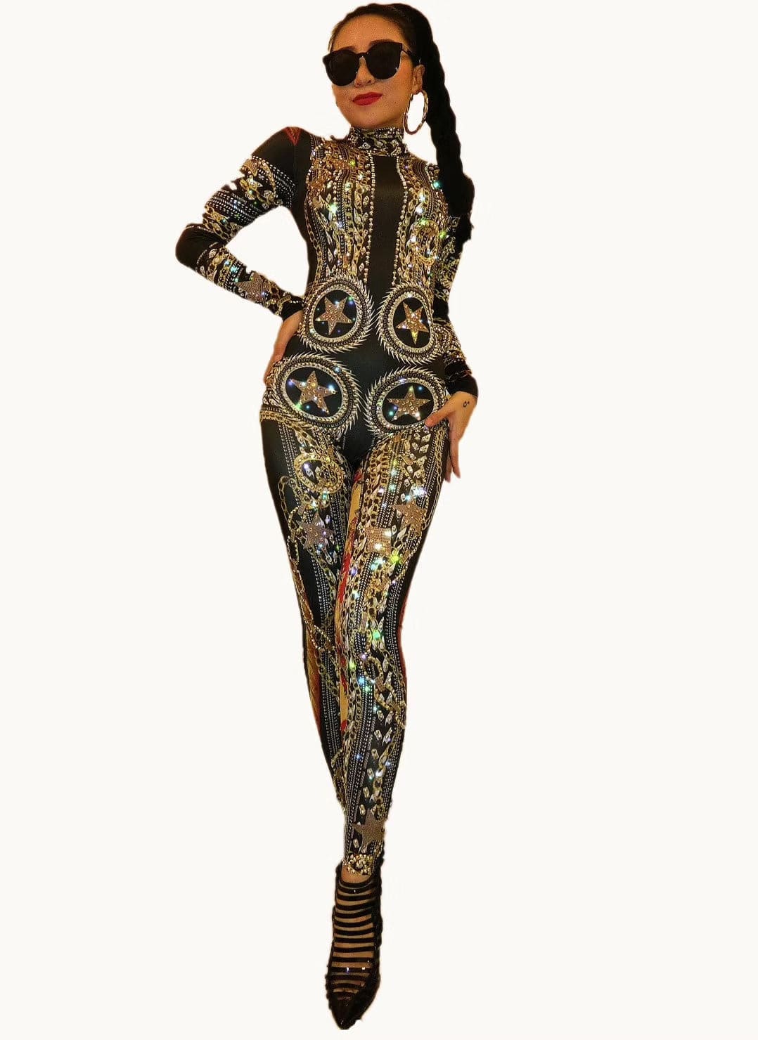 Jumpsuits For Women 2022 Dress Luxury Rhinestone Bodysuit Fringe Dress Elegant One Piece Sheer Jumpsuit Stage Show Clubwear