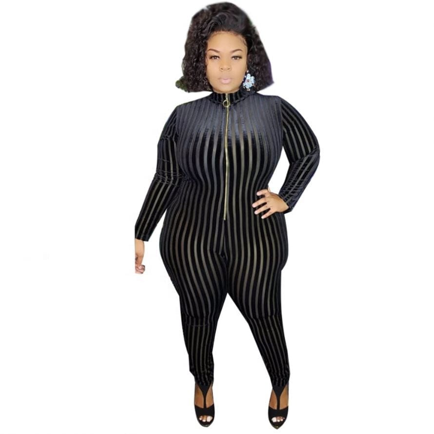 kc drop shipping plus size women's mesh jumpsuit hot sale