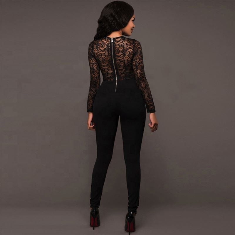kc Fashion lace sexy backless high waist jumpsuit for women