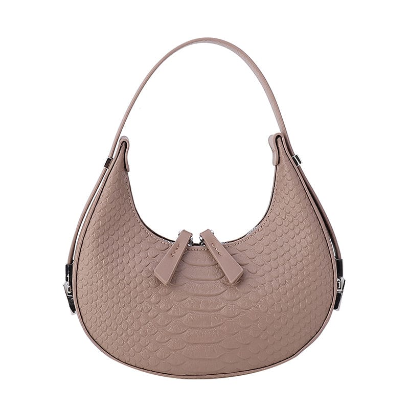 Khaki 2023 Crocodile Pattern Armpit Hand Bags Underarm Women Shoulder Purses Half Moon Ladies Bags Leather Handbags Luxury
