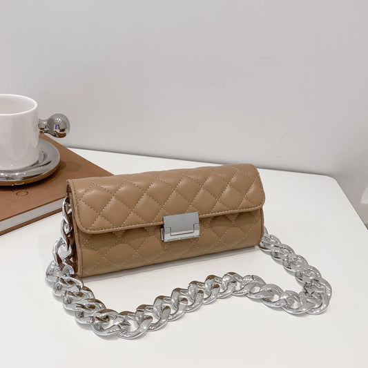 Khaki Barrel Shape Ladies Handbags Women Bags Thick Chains Designer PU Leather Shoulder Bag Luxury Women Hand Bags 2022