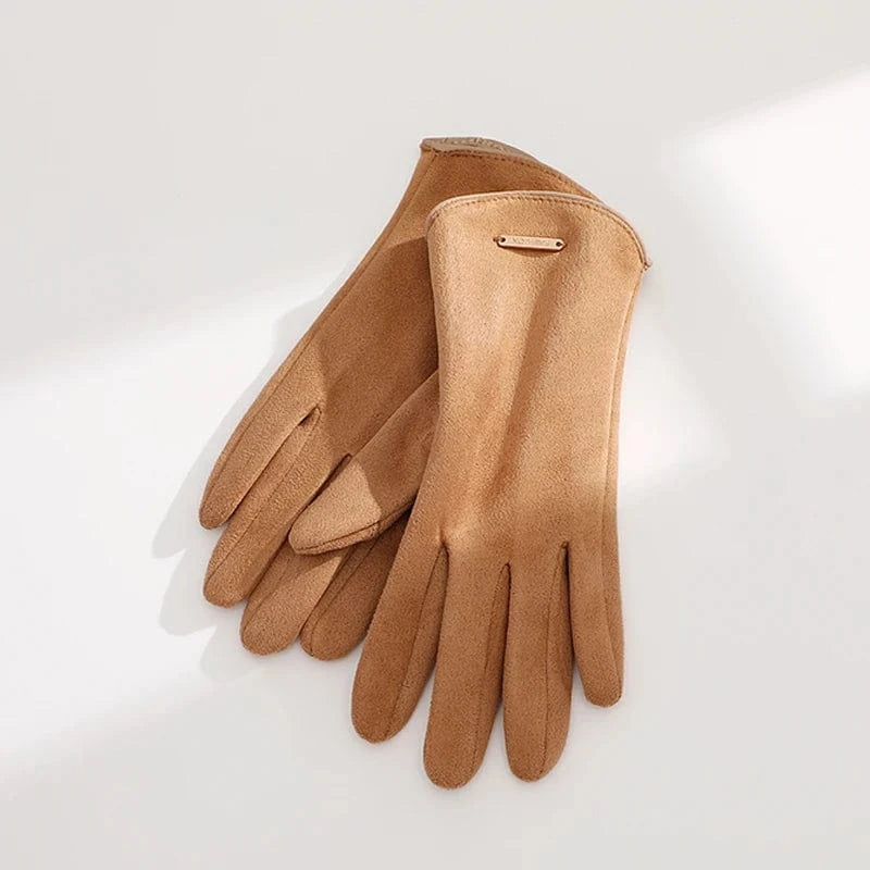 Khaki Hot sale cold weather thermal outdoor ladies warm custom bike women driving winter gloves