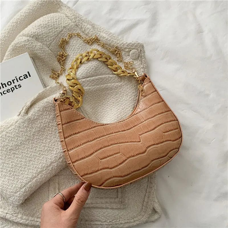 khaki M453 Brand Designer Crocodile Pattern Women's Crossbody Bag Fashion Chain Messenger Bag Small Hobos Lady Shoulder Bag