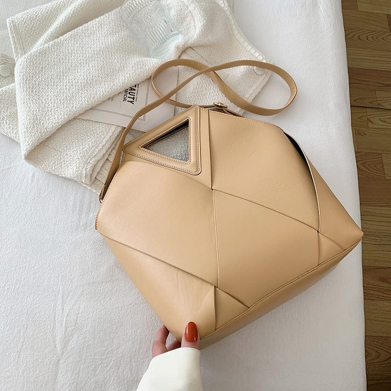 Khaki Pu Leather New Fashion Ladies Shoulder Bags Weave Tote Bag Luxury Purses and Handbags Luxury Women 2022