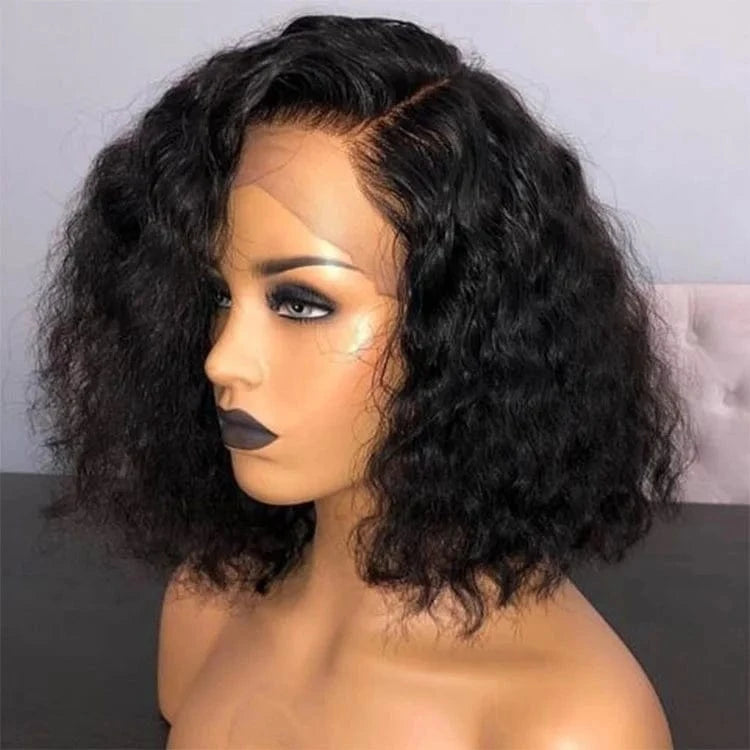 Kinky Curly Full Lace Wig Brazilian Hair Short Wigs for Black Women