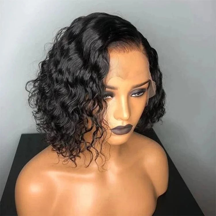 Kinky Curly Full Lace Wig Brazilian Hair Short Wigs for Black Women