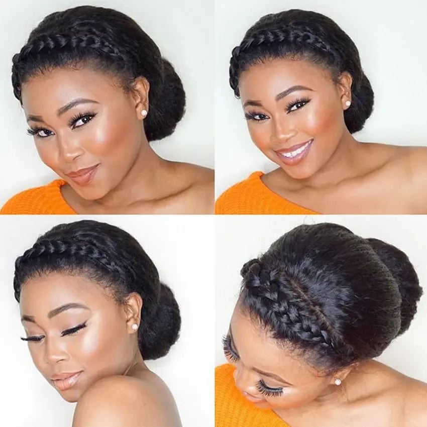Kinky Straight Glueless Lace Front Wigs