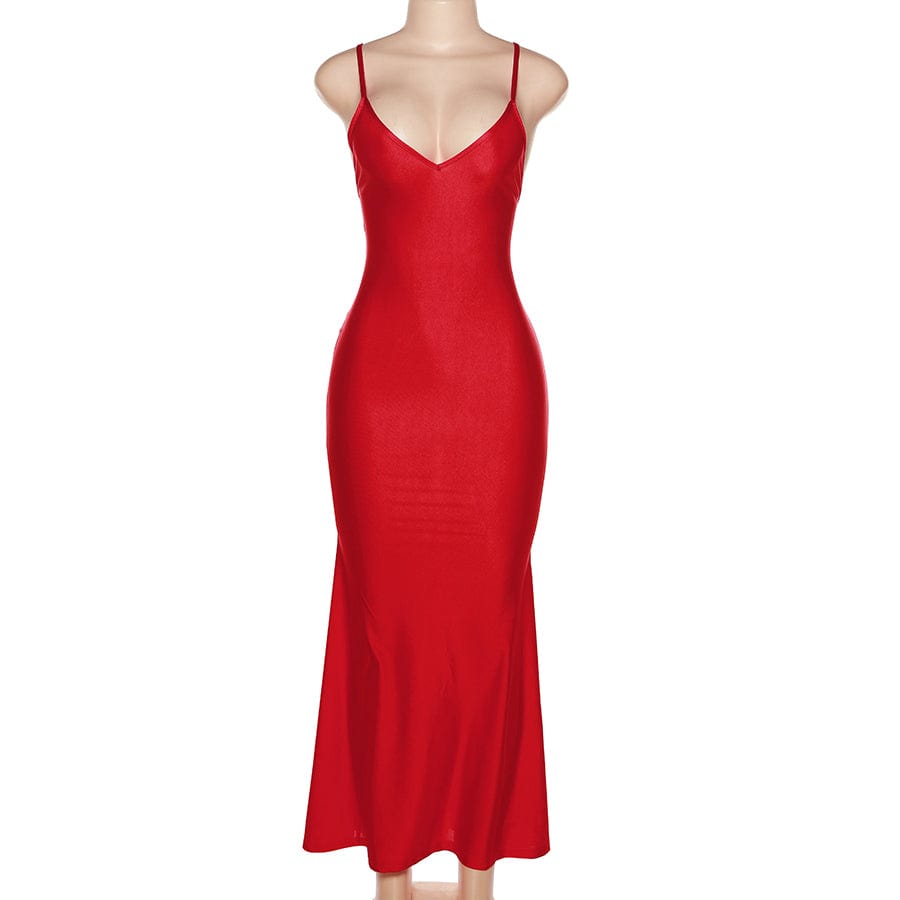 Kliou K22S21780 New Party Summer Evening Dress Women's Pure Color Sexy Nightclub Party Maxi Dress Ladies