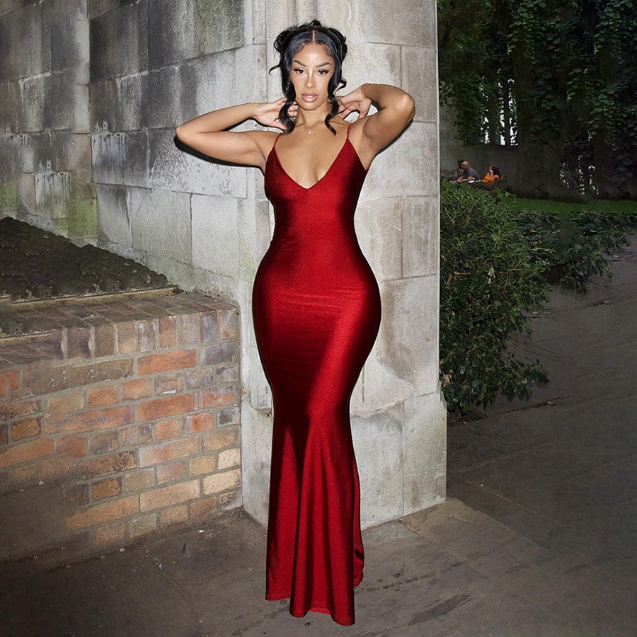 Kliou K22S21780 New Party Summer Evening Dress Women's Pure Color Sexy Nightclub Party Maxi Dress Ladies