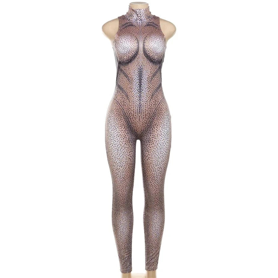 Kliou K23Q41242 New Summer Women Printed Jumpsuit Sleeveless Ladies Jumpsuit Daily Casual Bandage jumpsuit