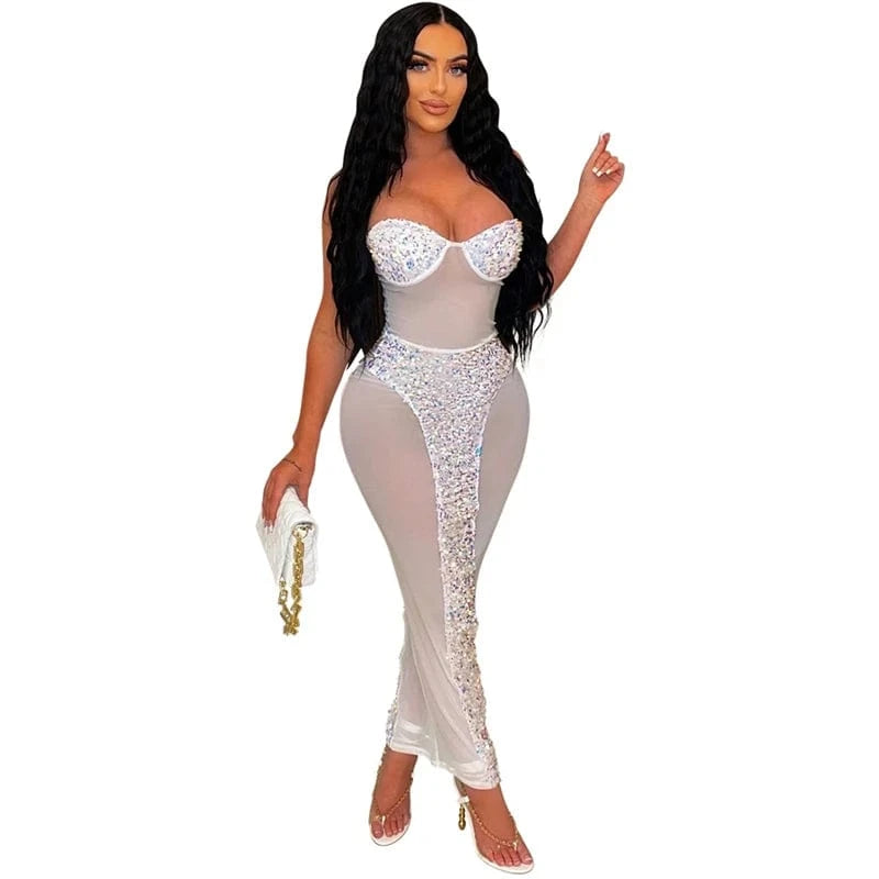 knitted party large black mesh sheer see through sexy shiny sequin woman princess strapless sleeveless bodycon dress for women