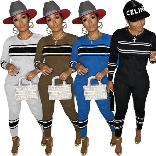 Knitted Two PC Set Womens clothing Two Piece Pants 2 Piece Luxury Set Casual Trousers Sweater Suit Knit Sweater Pants Set