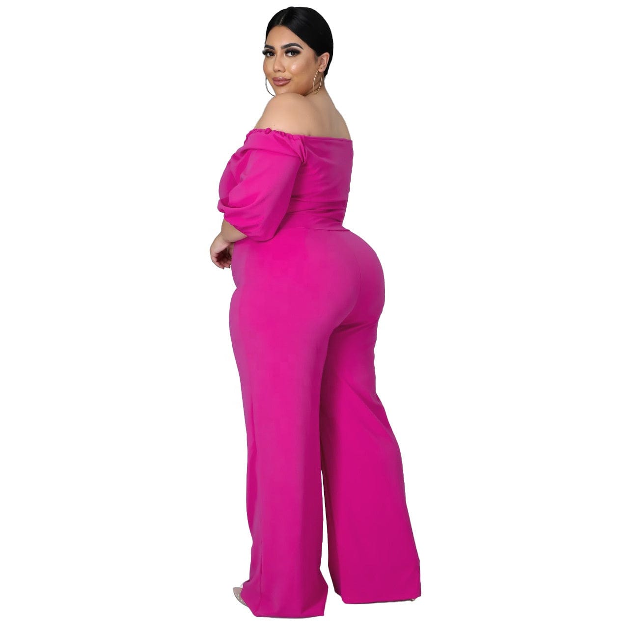 KX-N7291 Office lady long sleeve rompers and jumpsuit off shoulder solid women elegant plus size jumpsuits
