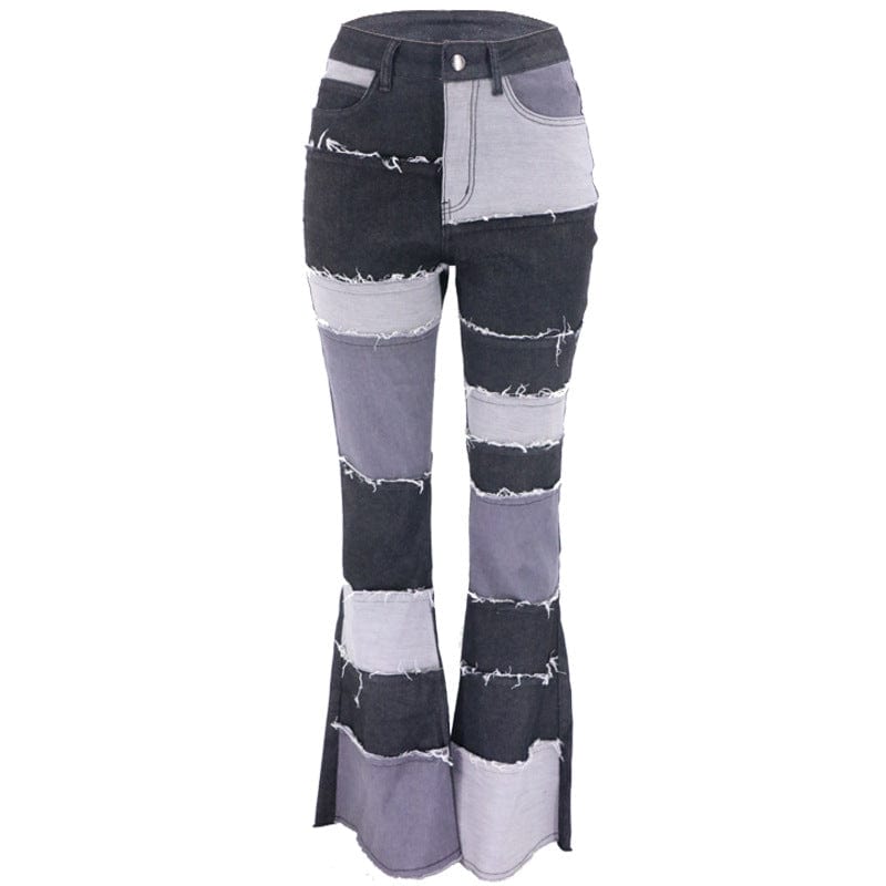 L / 1 2022 New High Quality Women High Waist Stretchy Patchwork Denim Pants Jeans