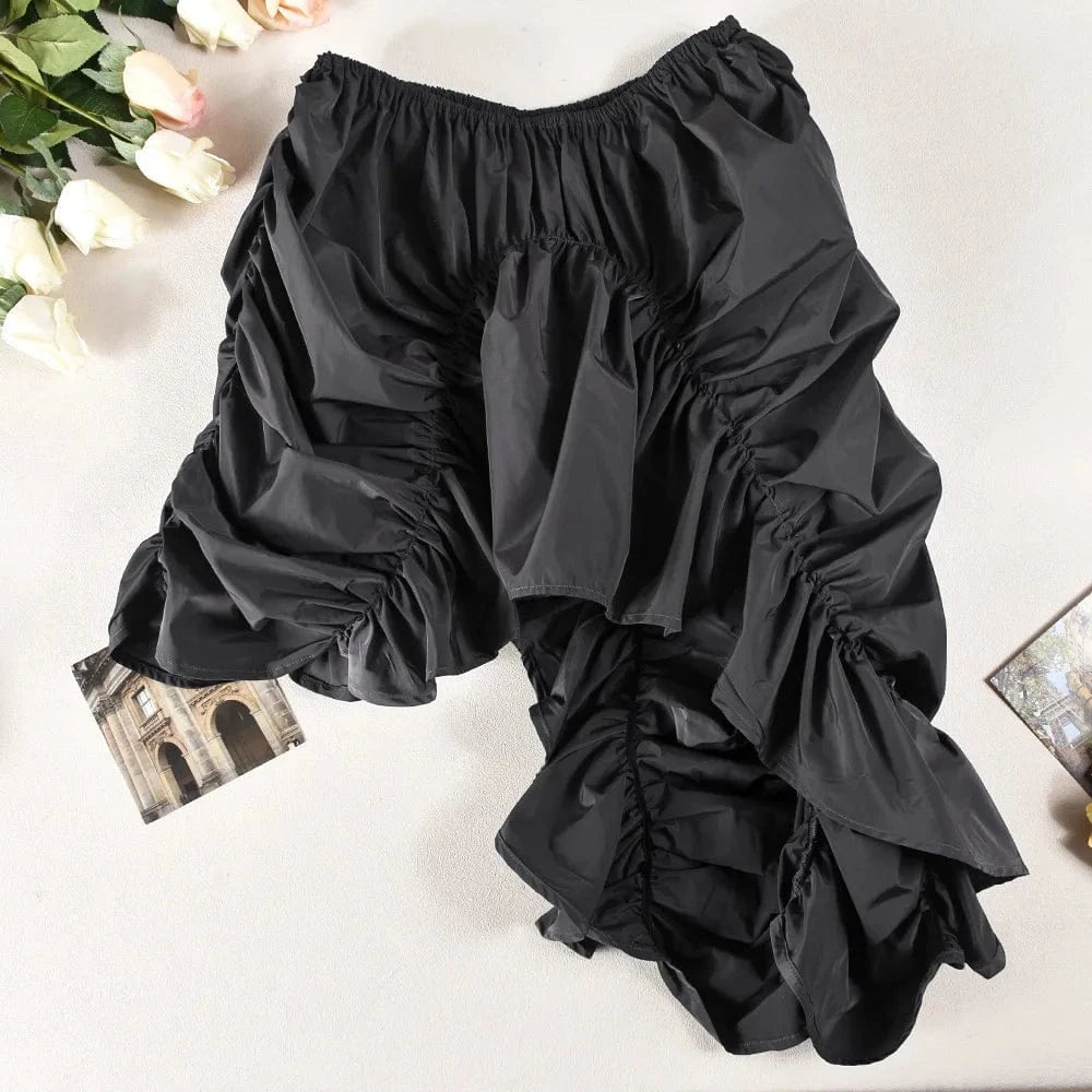 L / 1 J&H Foreign trade street personality trend wrinkled elastic waist irregular loose half skirt