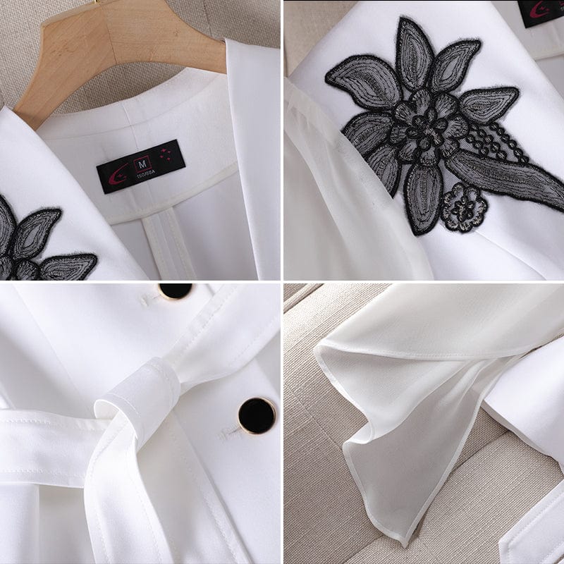 L / 2 Piece White Skirt Suit Wholesale 2 Pieces High Quality Set Slit Sleeves Women Pink Blazer Skirt Suits Office Lady Elegant Soft Jacket and Short Skirt
