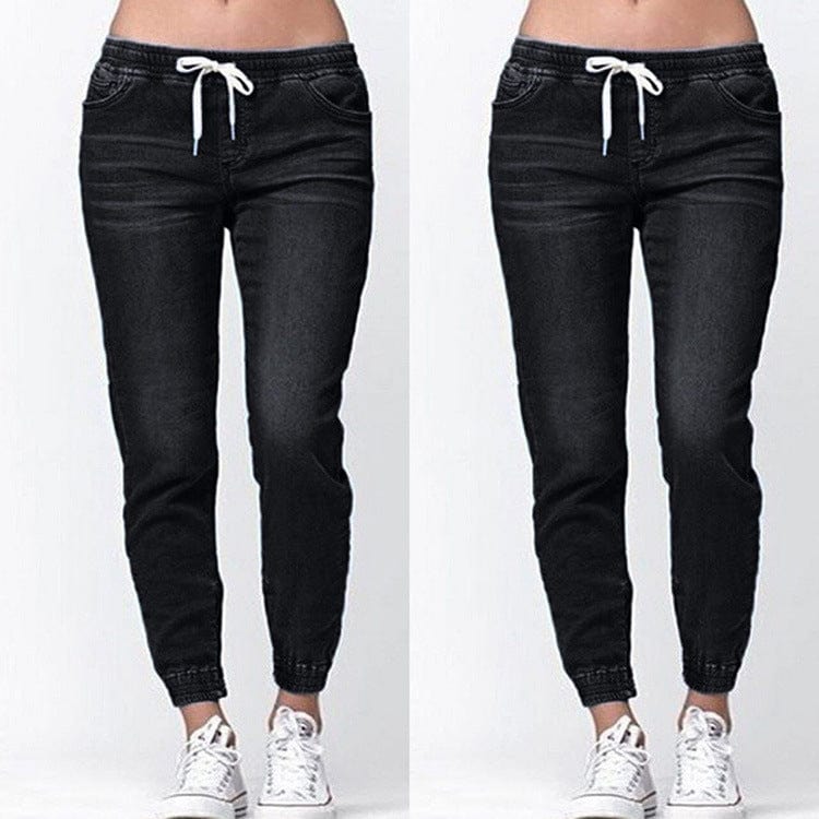 L / 4 Factory Wholesale Hot Sale European and American Plus Size Women's Amazon Cotton High Waist Elastic Slim Fit Denim Pennies Jeans