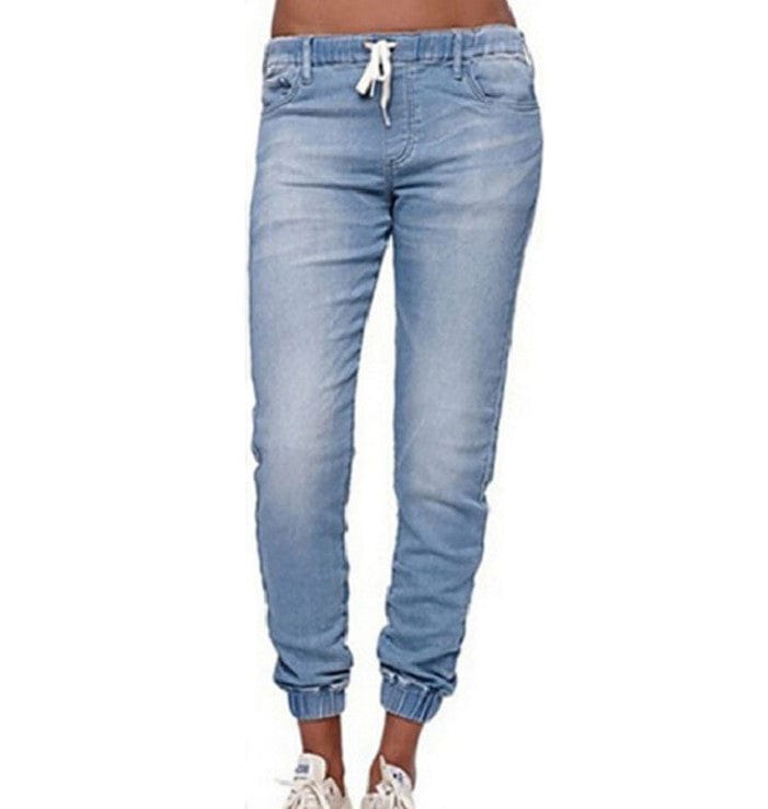 L / 5 Factory Wholesale Hot Sale European and American Plus Size Women's Amazon Cotton High Waist Elastic Slim Fit Denim Pennies Jeans