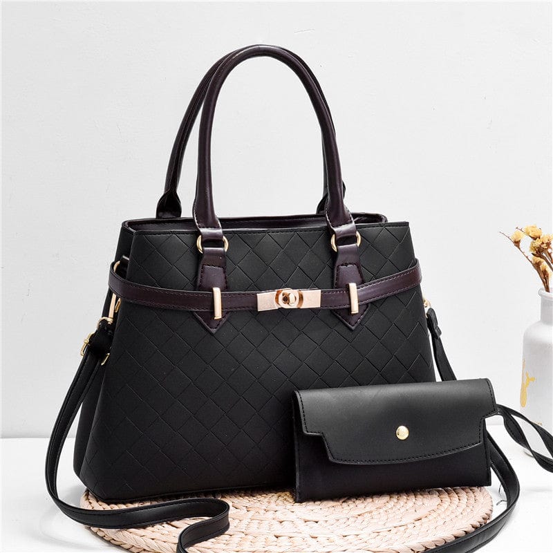 L / black Factory wholesale custom-made new women hand bags  rhomboid lock decorative child mother bag cross body shoulder bag