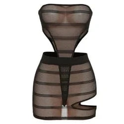 L / Black MD-202207072women outfits fashion sexy bodysuits and skirt solid off shoulder sleeveless hollow out women two piece set clothing