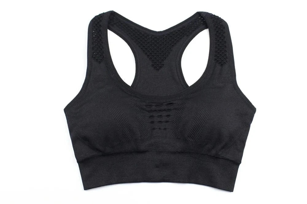 L / Black Plus Size Mesh Hollow Beauty Back Stretch Sujetador Deportivo Wirefree High Impact Sports Bras Workout Gym Yoga Bra For Womens