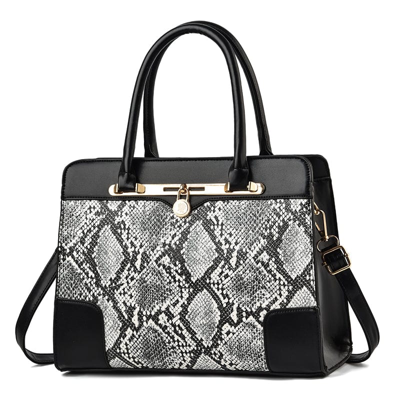 L / black Simple snake pattern design of women's bags crossbody bags large capacity shoulder crossbody handbag