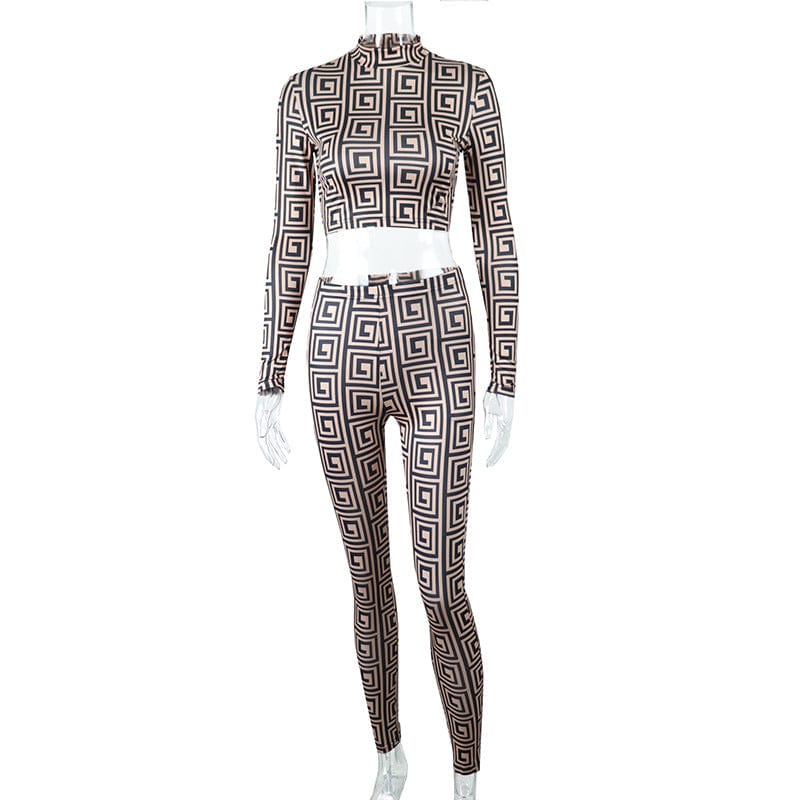 L / black Women's Luxury Clothing 2023 Printing Slim Long Sleeve Pants Trousers Two Piece Jogger Set Fall Leisure Ladies Outfits
