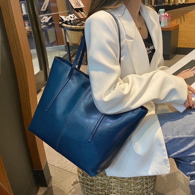 L / Blue good quality fashion big office designer tote hand bags ladies luxury stylish genuine leather large handbags